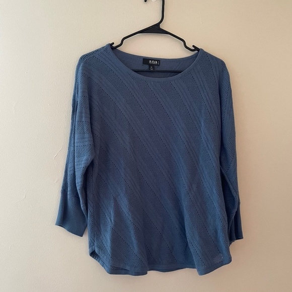 3/ $25 LP- a.n.a Robin's Egg Blue Long Sleeved Woman's Knit Design Top Sweater - Picture 1 of 4